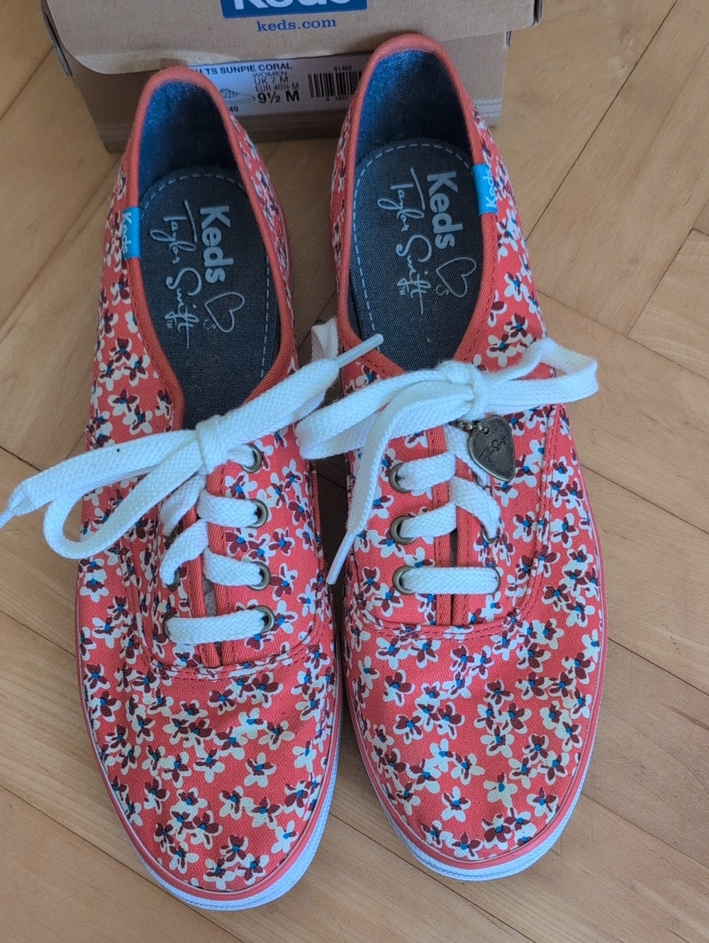 Keds Coral Pink Floral Canvas Lace-Up Sneakers